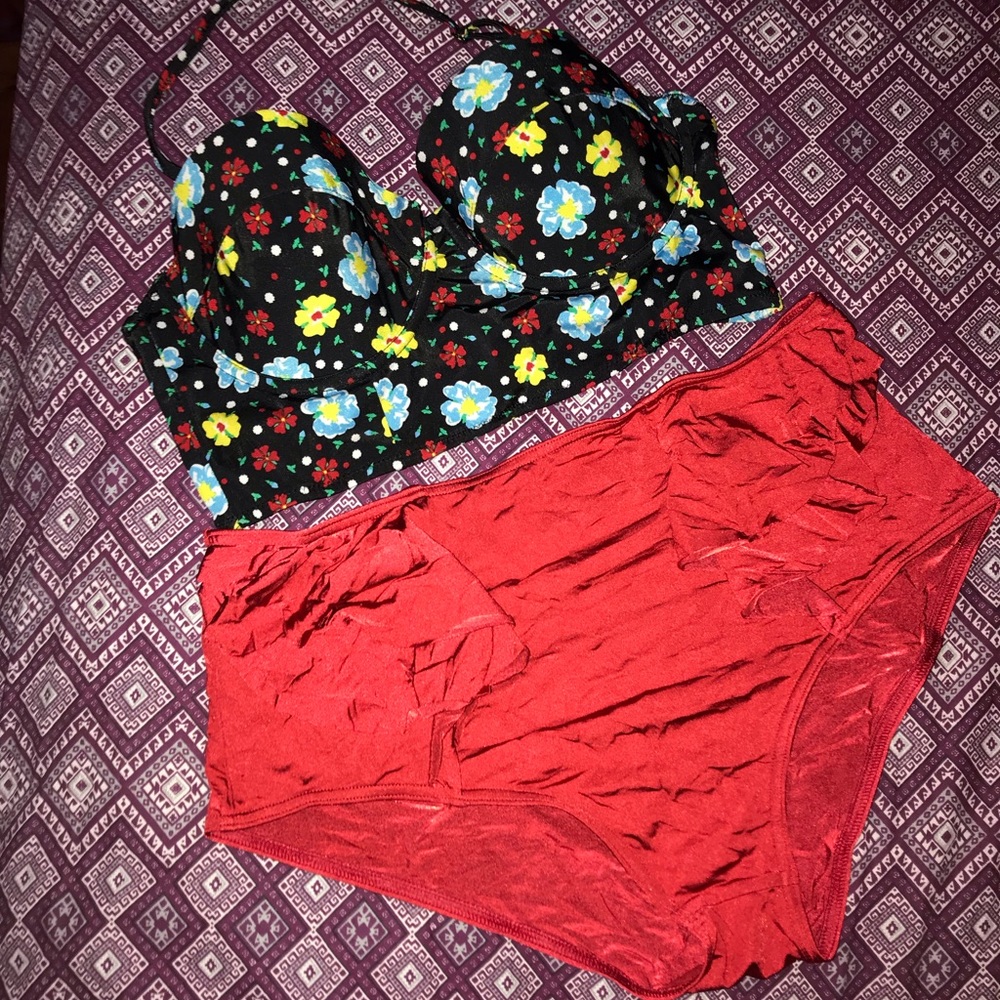 Floral Mix Match Two Piece High Waist Bikini